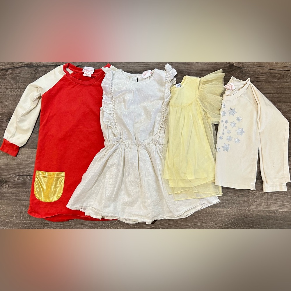 Masala Kids Ruffle Dress Tulle Metallic Long sleeve sz 4 Tops Bundle